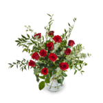 Boeket met 12 rode rozen